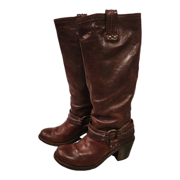 FRYE Carmen Harness Dark Brown leather tall boots. SIZE 7.5B - Picture 3 of 14